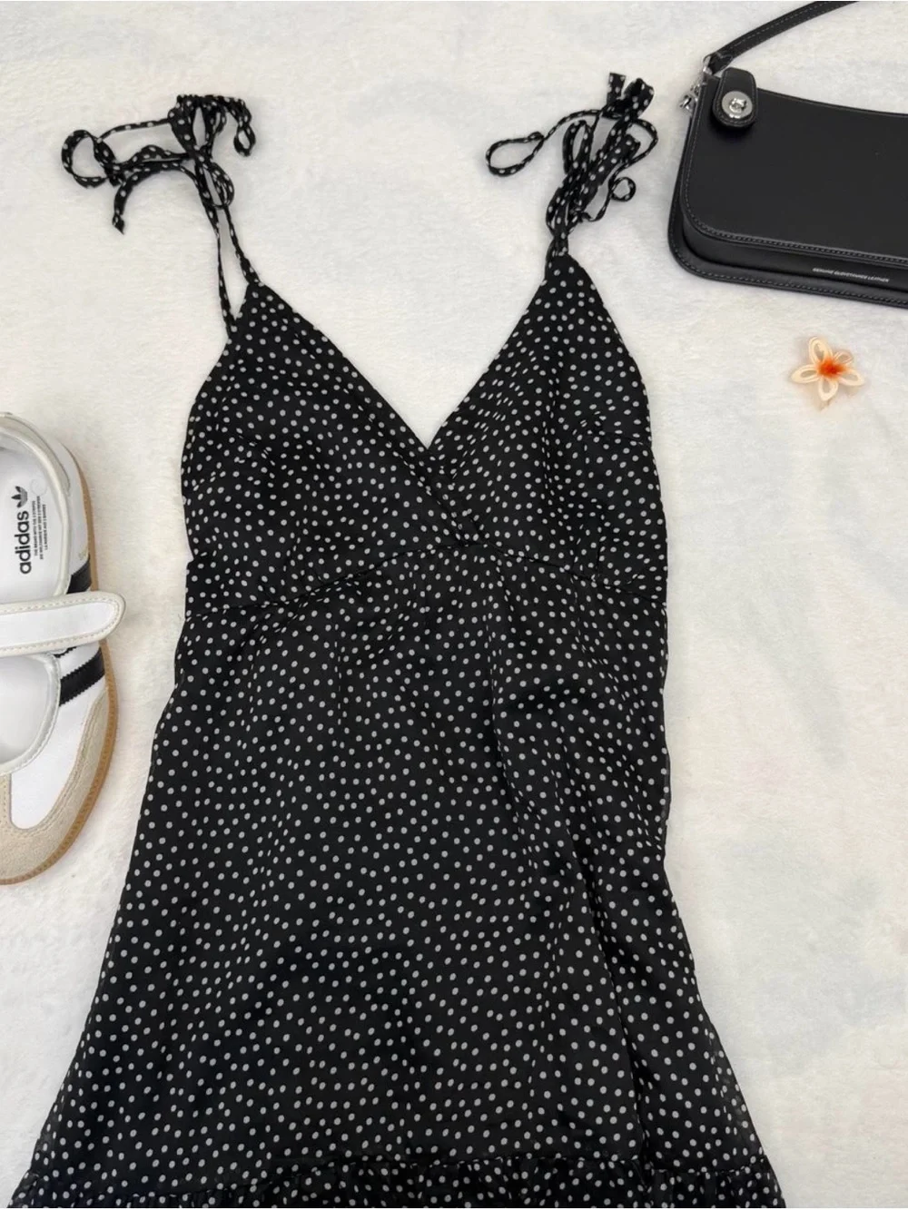 Abercrombie & Fitch Black Polka Dot Strap Dress